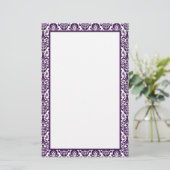 Elegante Victoriaans Paarse kant Damask Print Bord Briefpapier (Staand voorkant)