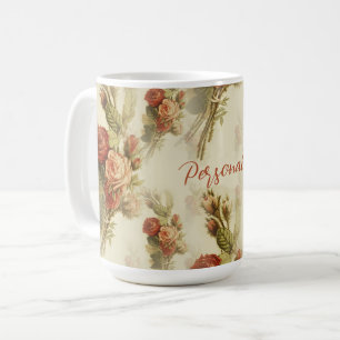 Elegante Victoriaans Roos Bloemen gepersonaliseer Koffiemok