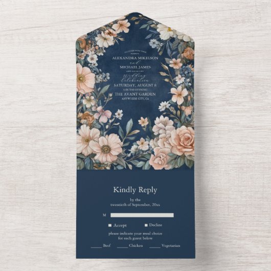 Elegante Victoriaans Royal Elegance bruiloft All In One Uitnodiging (Binnen)