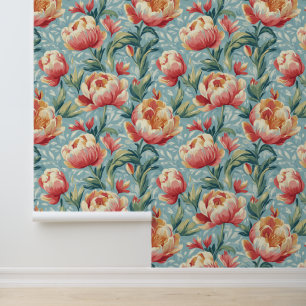 Elegante Victoriaans stijl Bloemenpioenen Tulpen Behang