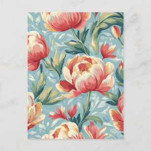 Elegante Victoriaans stijl Bloemenpioenen Tulpen Briefkaart