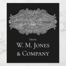 Elegante Victoriaans stijl Pewter Jouw tekst Wijn Etiket