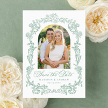Elegante Victoriaanse bloemige trouwkaart 'Save th