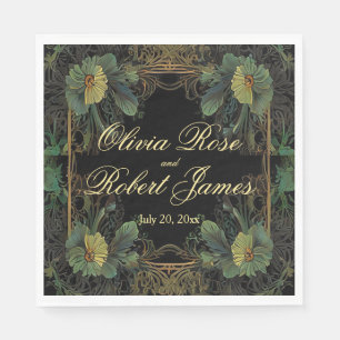 Elegante victoriaanse botanische sombere bruiloft servet