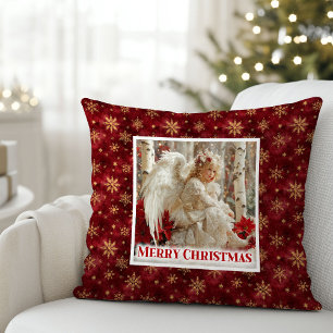 Elegante Victoriaanse engel rood gouden accent Ker Kussen