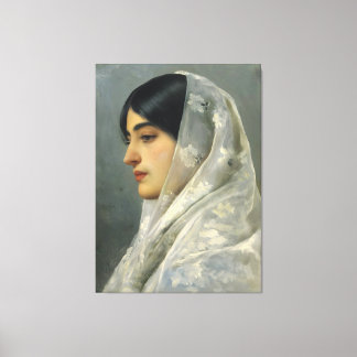 Elegante Victoriaanse Jonge Dame Portret - Klassie Canvas Afdruk