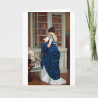 Elegante victoriaanse vrouw lezend in bibliotheek