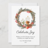 Elegante vier vreugde Kerst Plakker Feestdagenkaart (Voorkant)