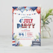 Elegante vierde juli Party I ballonnen en vlag Kaart (Staand voorkant)