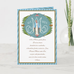 Élégante Vierge Marie Ave Maria Carte Religieuse