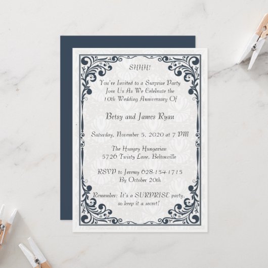 Elegante viering van 10-jarig jubileum kaart (Voorkant / Achterkant in situ)