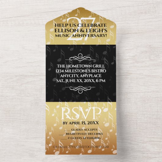 Elegante viering van 27 jaar huwelijksjubileum all in one uitnodiging (Binnen)