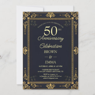 Elegante viering van 50-jarig jubileum in zwart go kaart