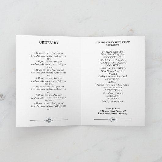 Elegante Viering van het BegrafenisProgramma van Programma (Binnen)