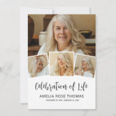 Elegante viering van het leven 4 foto's Begrafenis Kaart (Voorkant)