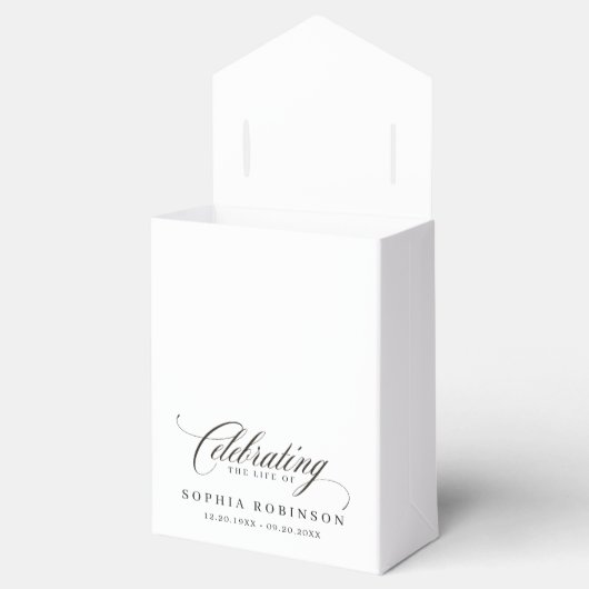 Elegante viering van het leven begrafenis zwart wi bedankdoosjes (Geopend)