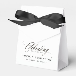 Elegante viering van het leven begrafenis zwart wi bedankdoosjes