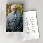 Elegante viering van het leven script foto begrafe visitekaartje