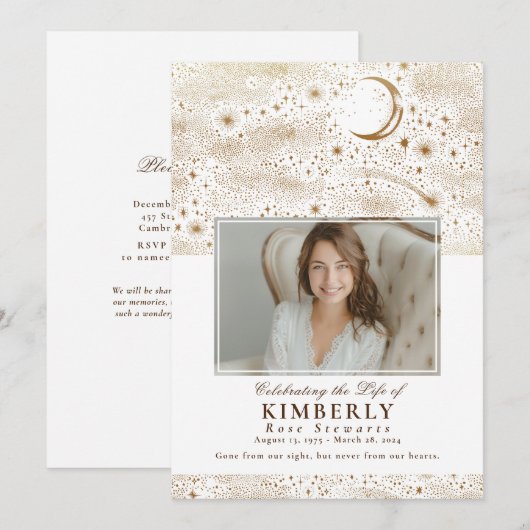 Elegante Viering van het Leven Uitvaart Memorial F Kaart (Voorkant / Achterkant)