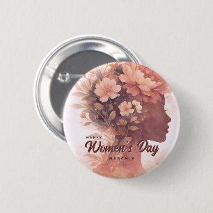 Elegante viering van Internationale Vrouwendag blo Ronde Button 5,7 Cm