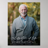 Elegante viering van levensscript foto rouw poster (Voorkant)