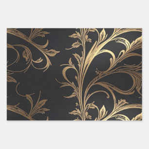 Elegante Viering Zwart met Gouden Folie Accent Inpakpapier Vel