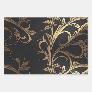 Elegante Viering Zwart met Gouden Folie Accent Inpakpapier Vel