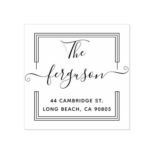 Elegante vierkante achternaam retouradres rubberstempel (Afrduk)