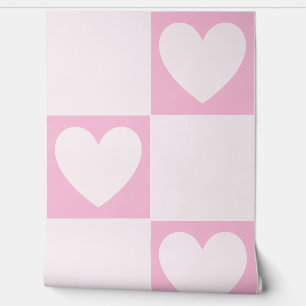 Elegante vierkanten van zeer zachte roze harten behang