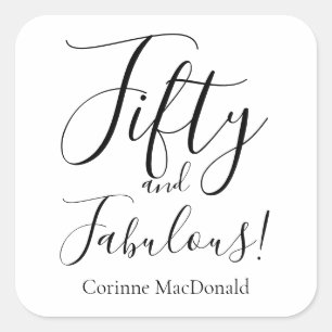 Elegante Vijftig en Fantastisch 50e Verjaardagsfee Vierkante Sticker