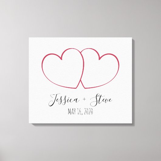 Elegante vingerafdruk hart bruiloft canvas gastenb afdruk (Voorkant)