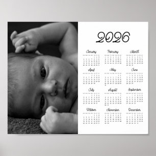 Elegante vintage 2026 foto landschapskalender poster