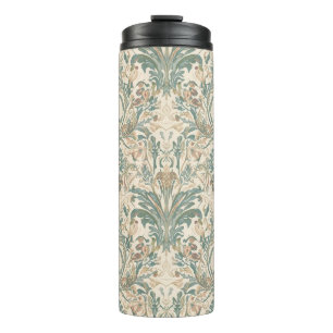 Elegante Vintage Art Nouveau Bloem Vogels Patroon Thermosbeker