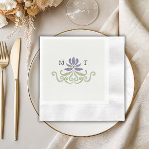 Elegante Vintage Art Nouveau Initialen Bruiloft Servet