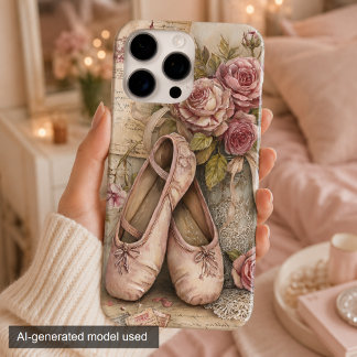 Elegante vintage ballet schoenen en rozen telefoon iPhone 16 pro max hoesje