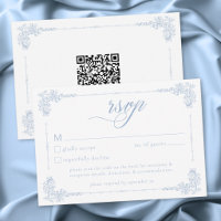 Elegante Vintage Barok Stofblauw Huwelijks QR