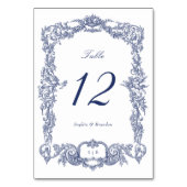 Elegante vintage barokke bloemenframe navyblauw kaart (Achterkant)