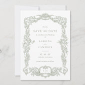 Elegante Vintage Barokke Franse Salie Save the Dat Kaart (Voorkant)