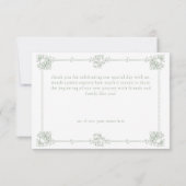 Elegante Vintage Barokke Saliegroene Trouw Bedankkaart (Achterkant)