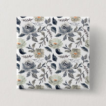 Elegante Vintage Blauw Grijs Waterverf Bloemige Bo