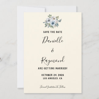 Elegante Vintage Blauwe Bloemige Bewaar De Datum Save The Date