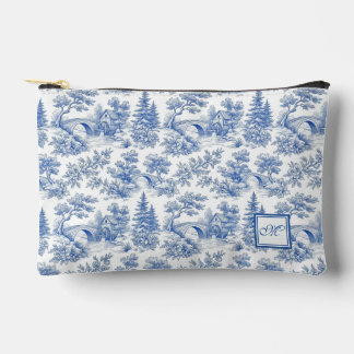 Elegante vintage blauwe Franse Toile monogram patr Etui