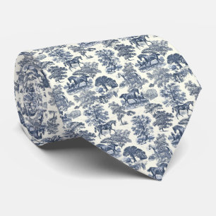 Elegante Vintage Blauwe Paarden Land Toile Stropdas