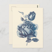 Elegante vintage blauwe roos briefkaart (Voorkant / Achterkant)