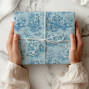 Elegante vintage blauwe teal toile Franse landelij Cadeaupapier