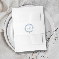 Elegante Vintage Blauwe Toile Monogram Bruiloft