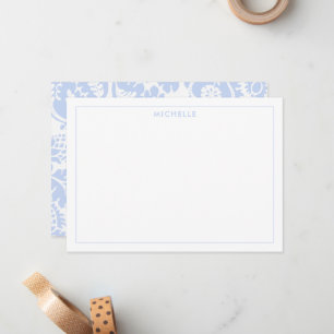 Elegante Vintage Blauwe Venetiaanse Krachtige Bloe Notitiekaartje