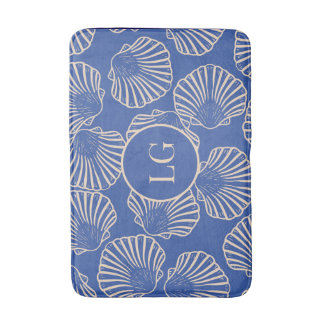 Elegante vintage blauwe zeeschelpen badmat