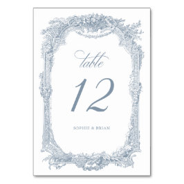 Elegante Vintage Bloem Frame Stofblauw Trouwen Kaart