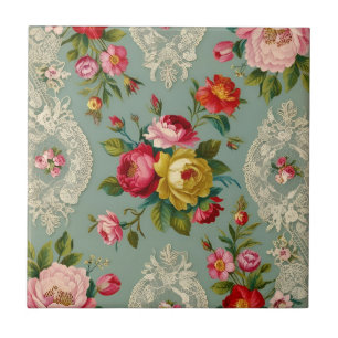 Elegante Vintage Bloem Tegeltje
